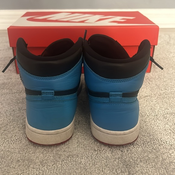 Nike Unc Chicago Jordan 1s hightops red, blue, and black - Picture 6 of 6